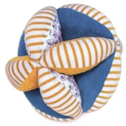 Peluche Jouets Magasin -Peluche Jouets Magasin balle sensorielle avec hochet bleu raye 15cm coton bio doudou et compagnie doudou bio francais 1