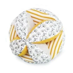 Peluche Jouets Magasin 39 Balle Sensorielle Avec Hochet Fleuri-Ocre 15cm Coton Bio Doudou Et Compagnie® - Doudou Bio Français