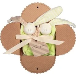 Coffret 2 Doudous HochetCoton Bio Keptin-jrLittle Toddel Lime 16cm - Doudou Bio