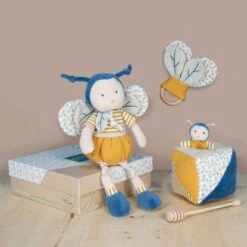 Cube D'activité Pollen 10cm Coton Bio Doudou Et Compagnie® - Doudou Bio Français -Peluche Jouets Magasin cube d activite pollen 10cm coton bio doudou et compagnie doudou bio francais 2