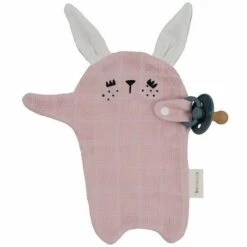 Doudou Attache-sucette Lapin Rose Fabelab® Coton Bio GOTS- Doudou Bio Scandinave