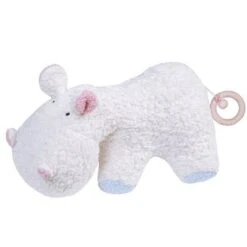 Doudou Boite à Musique Hippopotame Blanc Coton Bio 29 Cm Efie® - Doudou Bio Naturel Efie