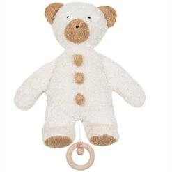 Doudou Boite à Musique Ours Blanc Beige Coton Bio 30 Cm Efie® - Doudou Bio Musical