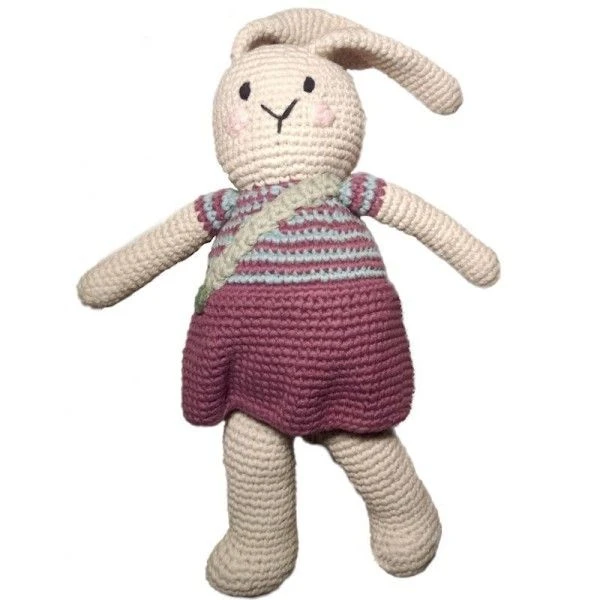 Doudou Lapine Violette 28cm Pebble® Maille Crochet Coton Bio - Doudou Bébé Bio 3 Doudou Lapine Violette 28cm Pebble® Maille Crochet Coton Bio - Doudou Bébé Bio