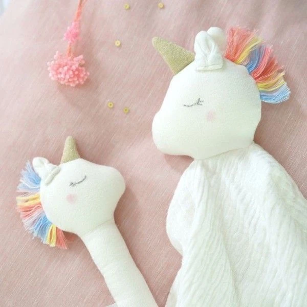 Doudou Mousseline De Coton Bio Licorne Albetta® 35cm - Lange Doudou 4 Doudou Mousseline De Coton Bio Licorne Albetta® 35cm - Lange Doudou – Image 2