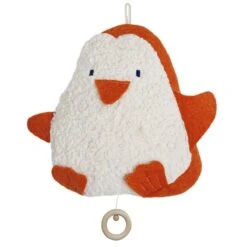 Doudou Musical Coton Bio Efie® Pingouin Orange & Blanc 24 Cm Efie® - Doudou Bio Naturel Efie