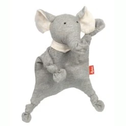 Doudou Naissance Petit Éléphant Plat à Nœuds Jersey De Coton Bio Sigikid® 19 Cm - Doudou Bébé