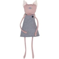 Doudou Peluche Chat Rose Wooly Organic® Coton Bio 30 Cm - Doudou Bio GOTS