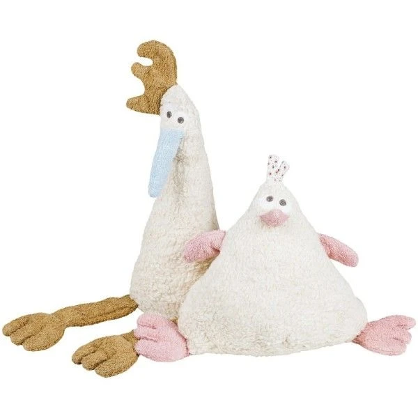 Doudou Peluche Efie Coq Ecru & Bleu Naturel 43cm - Peluche Coton Bio Vegan 4 Doudou Peluche Efie Coq Ecru & Bleu Naturel 43cm - Peluche Coton Bio Vegan – Image 2