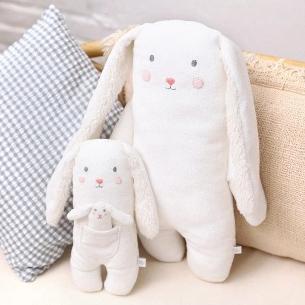 Doudou Peluche éponge De Coton Bio Lapin Et Lapinou 27cm Albetta® - Doudou Rondelets 4 Doudou Peluche éponge De Coton Bio Lapin Et Lapinou 27cm Albetta® - Doudou Rondelets – Image 2