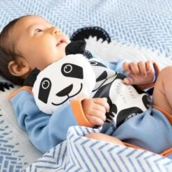 Doudou Plat 28cm Coton Bio Panda Coq En Pâte® - Doudou Coton Bio -Peluche Jouets Magasin doudou plat 28cm coton bio panda coq en pate doudou coton bio 2