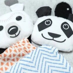 Doudou Plat 28cm Coton Bio Panda Coq En Pâte® - Doudou Coton Bio -Peluche Jouets Magasin doudou plat 28cm coton bio panda coq en pate doudou coton bio 3