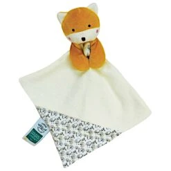 Doudou Plat Bébé Le Renard Ecru-Fleuri 20cm Coton Bio Doudou Et Compagnie® - Doudou Bio Français