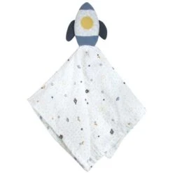 Doudou Plat Carré Lange Mousseline De Coton Bio Fusée Albetta® 35cm - Doudou Lange