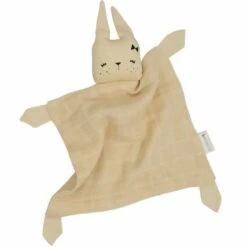 Peluche Jouets Magasin 11 Doudou Plat Carré Lapin Jaune PaleFabelab® Mousseline Coton Bio GOTS- Doudou Bio Scandinave