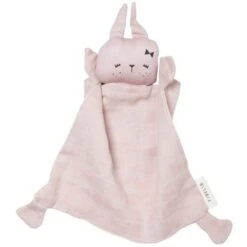 Doudou Plat Carré Lapine Vieux Rose Fabelab® Coton Bio GOTS- Doudou Bio Scandinave