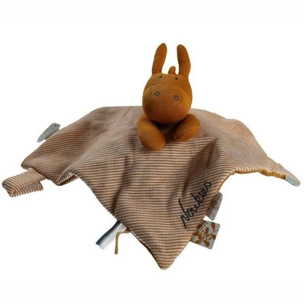 Doudou Plat Carré Mouchoir Coton Bio Âne Paco Ocre Noukie's® - Bébé Bio 4 Doudou Plat Carré Mouchoir Coton Bio Âne Paco Ocre Noukie's® - Bébé Bio – Image 2