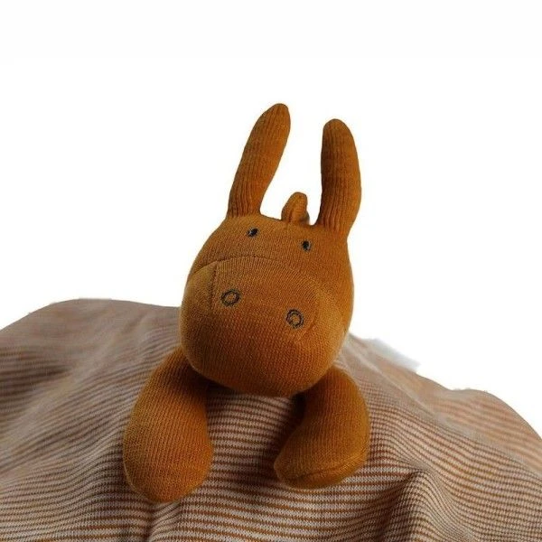 Doudou Plat Carré Mouchoir Coton Bio Âne Paco Ocre Noukie's® - Bébé Bio 5 Doudou Plat Carré Mouchoir Coton Bio Âne Paco Ocre Noukie's® - Bébé Bio – Image 3