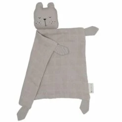Doudou Plat Carré Ours Beige Fabelab® Mousseline Coton Bio GOTS- Doudou Bio Scandinave