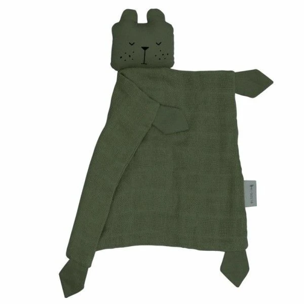 Doudou Plat Carré Ours Olive Fabelab® Mousseline Coton Bio GOTS- Doudou Bio Scandinave 3 Doudou Plat Carré Ours Olive Fabelab® Mousseline Coton Bio GOTS- Doudou Bio Scandinave