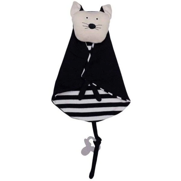 Doudou Bio Plat Chat Noir Et Blanc Wooly Organic® Coton Bio 35 Cm - Doudou Bio GOTS 4 Doudou Bio Plat Chat Noir Et Blanc Wooly Organic® Coton Bio 35 Cm - Doudou Bio GOTS – Image 2