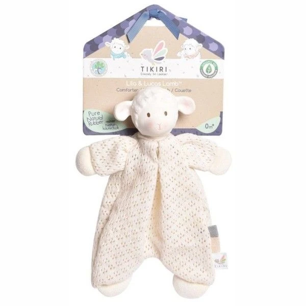 Doudou Plat Coton Bio & Caoutchouc Naturel Bahbah L'agneau Tikiri® - Jouet Bio 5 Doudou Plat Coton Bio & Caoutchouc Naturel Bahbah L'agneau Tikiri® - Jouet Bio – Image 3