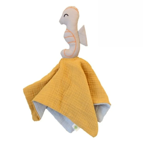 Doudou Plat Lange Coton Bio Hippocampe APunt Barcelona® 30cm - Doudou Bébé Bio 4 Doudou Plat Lange Coton Bio Hippocampe APunt Barcelona® 30cm - Doudou Bébé Bio – Image 2