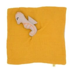 Doudou Plat Lange Coton Bio Hippocampe APunt Barcelona® 30cm - Doudou Bébé Bio