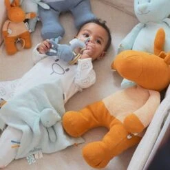 Doudou Plat Mouchoir Coton Bio Nouky Menthe Noukie's® - Bébé Bio -Peluche Jouets Magasin doudou plat mouchoir coton bio nouky menthe noukie s bebe bio 5