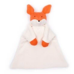 Doudou Plat Nanchen® Natur Renard Coton Bio Eponge (Kba) Orange Ecru 23cm- Jouets Bio