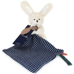 Doudou Plat & Pantin Lapin Peluche Maïlou Tradition® Coton Bio - Doudou Bio Français