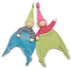 Peluche Jouets Magasin -Peluche Jouets Magasin doudou plat poupon noeuds nanchen natur velour jersey coton bio turquoise doudou bio 1