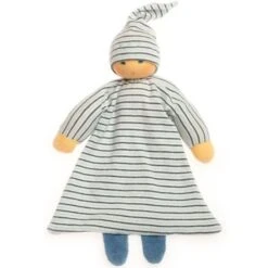 Doudou Plat Poupon Rayé Robe Bleus 24 Cm Nanchen® Natur Jersey Coton Bio - Doudou Bio -Peluche Jouets Magasin doudou plat poupon raye robe bleus 24 cm nanchen natur jersey coton bio doudou bio 1