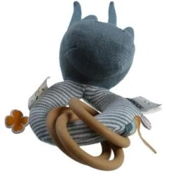 Hochet Attache Tétine & Anneau De Dentition Coton Bio & CaoutchoucÂne Paco Bleu Noukie's® - Bébé Bio -Peluche Jouets Magasin hochet attache tetine anneau de dentition coton bio caoutchouc ane paco bleu noukie s bebe bio 2