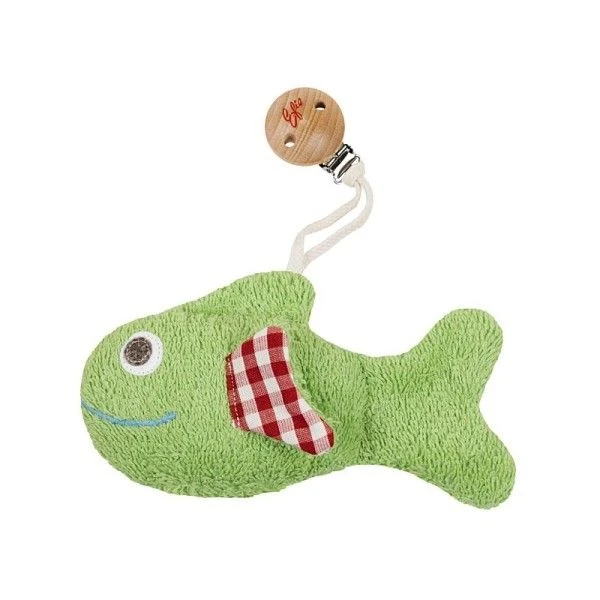 HochetClip Poisson Vert VichyEfie 15 Cm - Hochet Coton Bio GOTS 3 HochetClip Poisson Vert VichyEfie 15 Cm - Hochet Coton Bio GOTS
