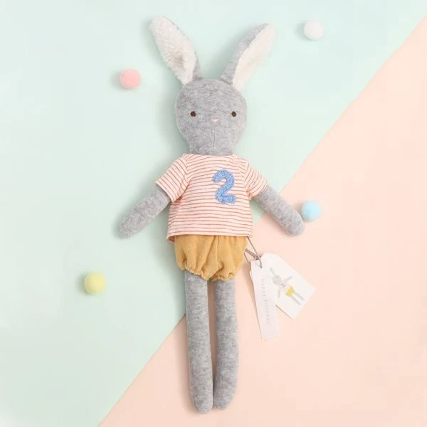 Lapin Peluche éponge De Coton Bio 2ème Anniversaire 44cm Albetta® - Peluche Bio 4 Lapin Peluche éponge De Coton Bio 2ème Anniversaire 44cm Albetta® - Peluche Bio – Image 2