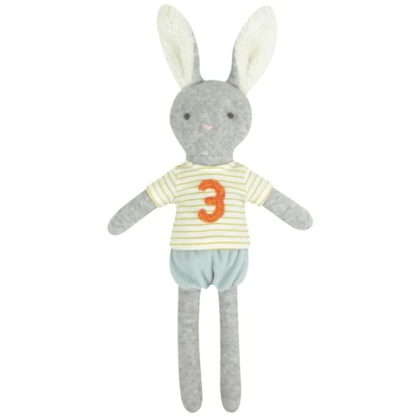 Lapin Peluche éponge De Coton Bio 3ème Anniversaire 44cm Albetta® - Peluche Bio 3 Lapin Peluche éponge De Coton Bio 3ème Anniversaire 44cm Albetta® - Peluche Bio