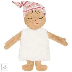 Poupée Bouillotte CerisesTissu Éponge & Robe BlancheBonnet Rayé 28 Cm Efie® Coton Bio - Poupée Naturel Efie