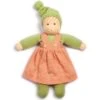 Poupée De Chiffon Nanchen® Natur Poupon 36cm Coton Bio (Kba) Verte Robe Orangé - Poupée Bio -Peluche Jouets Magasin poupee de chiffon nanchen natur poupon coton bio kba verte robe orange poupee bio