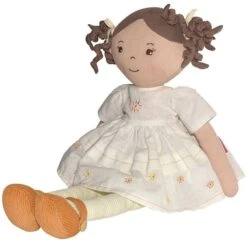 Poupée De Chiffons Aux Cheveux Bruns Cecilia En Robe De Lin Crème 42cm Bonikka - Grande Poupée -Peluche Jouets Magasin poupee de chiffons cheveux bruns cecilia en robe de lin bonikka grande poupee 3