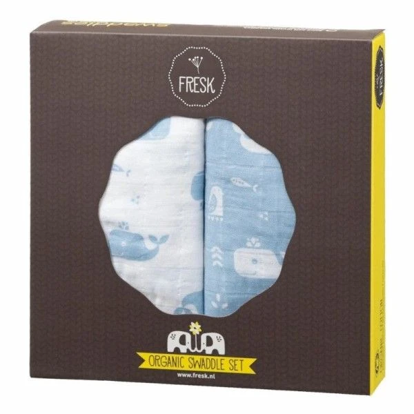 Set De Deux Langes 70cm Coton Bio Baleine Fresk® -Lange Coton Bio 3 Set De Deux Langes 70cm Coton Bio Baleine Fresk® -Lange Coton Bio