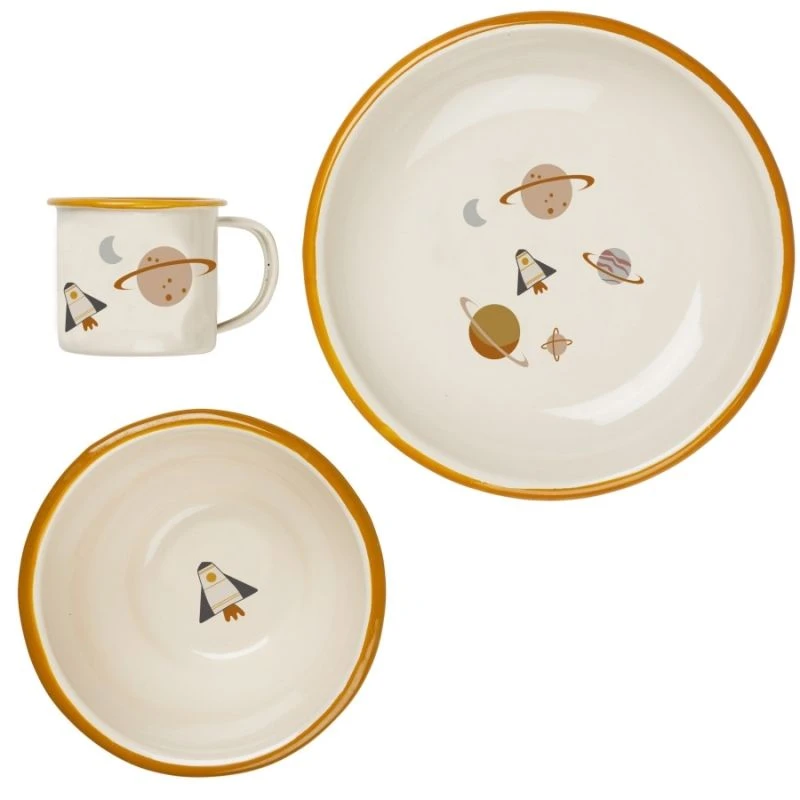 Set Vaisselle Enfant Acier Émaillé 3 Pièces Univers De Planètes Fabelab® - Vaisselle Enfant Métal 3 Set Vaisselle Enfant Acier Émaillé 3 Pièces Univers De Planètes Fabelab® - Vaisselle Enfant Métal